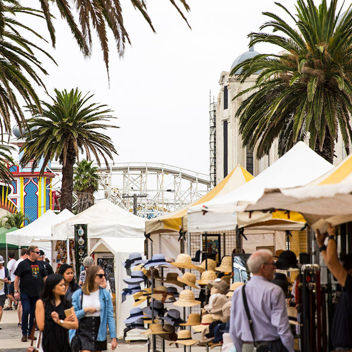 People shopping at the St Kilda Esplanade Market