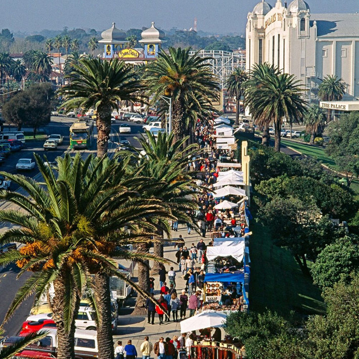 Aerial view of the St Kilda Esplanade Market